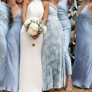 Revelry Blue Strapless Gown with Pleated Details